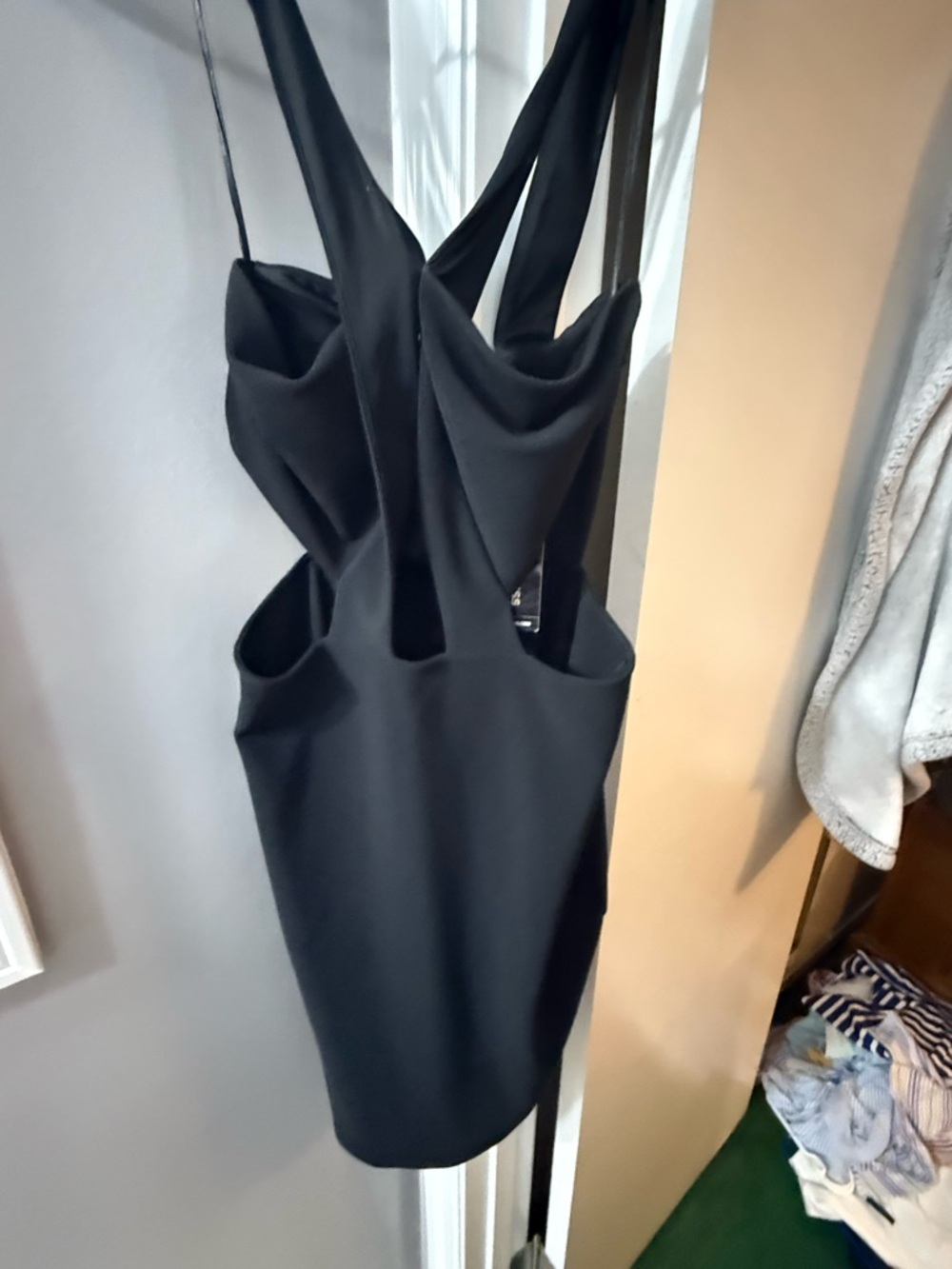 Express Black Cutout Draped Mini Dress - Picture 2 of 7